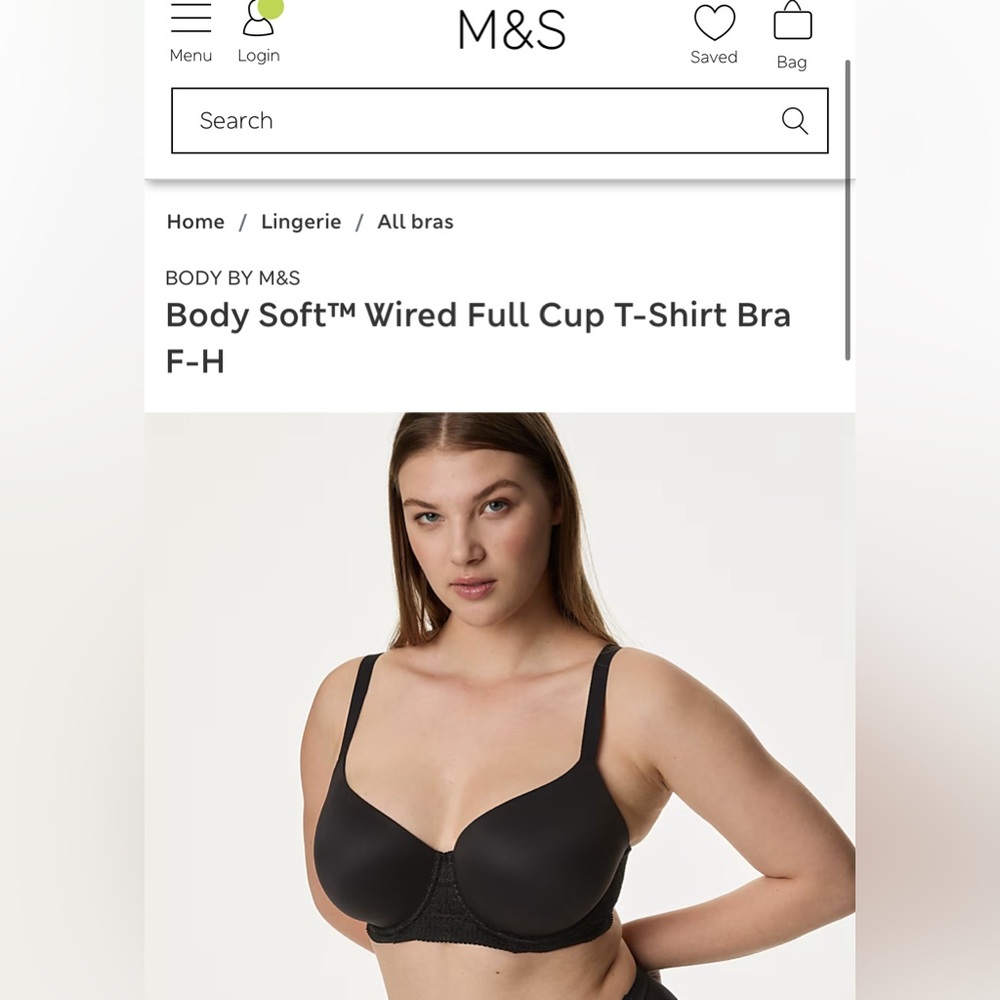 M&S Body Soft™ Wired Full Cup T-Shirt Bra 36 GG